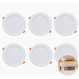 CMLAMPLED 3000k 8W DC 12V RV Boat LED Recessed Ceiling Light Cutout Size 5.4inch,Warm White 3000K Low Voltage LED Down Lights for RV Boat Trailer, 6 Pack