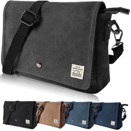 MELLOW NOTES Men's Shoulder Bag, Smaller Bag, Sacoche, Shoulder Pochette, Cross-body Mini Shoulder Bag, Simple, Casual, Canvas, charcoal gray