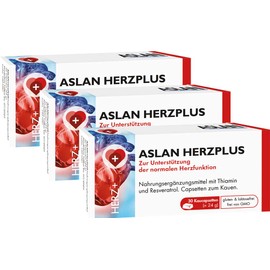 Aslan Herzplus (3 x 30 Chewing Capsules) - Dietary Supplement with Vitamin B1 and Resveratrol to Support Normal Heart Function, Nervous System and Energy