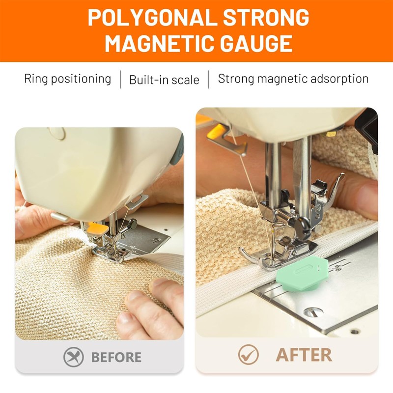 Calkkrer Pack of 3 Magnetic Seam Guide, Polygonal Hem Aid,