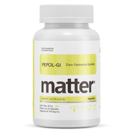 Matter Pepcil GI, Suplemento con Zinc-Carnosina Quelado y Vitamina A, Apoyo a la Mucosa Digestiva y Bienestar Gastrointestinal, 60 Cápsulas Vegetales