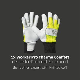 Gebol GO Winter Work Safety Set | Size L (Size 9) | LED Hat for Visibility and Visibility | Work Gloves for Warm Hands in Cold | For Men | 3 Pairs + 1 Hat