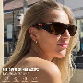 Myiaur 2 Pack Polarised Over Glasses Sunglasses for Men Women Rectangle Frame UV400 Protection for Driving, Fishing & Outdoor Activities