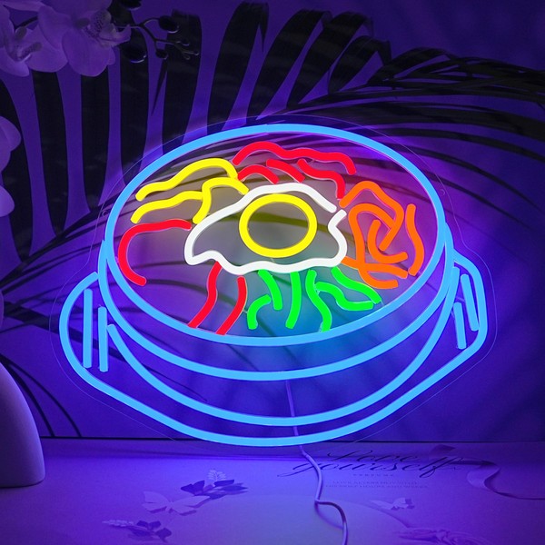 LISIGNVE Bibimbap Neon Sign USB Korean Food Led Light Up