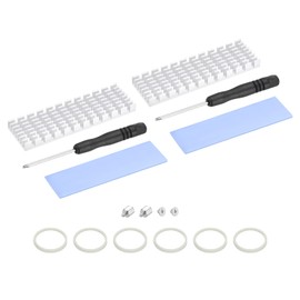 MECCANIXITY 2 Pack M.2 SSD Heatsink Cooler Alloy Aluminum Heat Sink with Mounting Screws Screwdriver Kit,1mm Thermal Pad, for Laptop, 70 * 22 * 6mm, Silver Tone