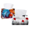 2 Pack Tissue Box Cover Holder, Red Poppies Hummingbirds Rectangle