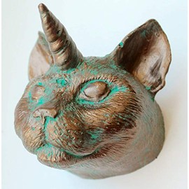 Bronze Cat Unicorn Wall Mount