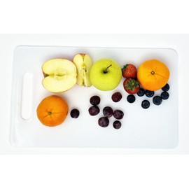 Poundsaver Thick Plastic Chopping Board, White Plastic Cutting Board, Juice Grooves, Non Porous, Easy Grip Handle, Non Slip Food Preparation Best for Chef, Kitchen and Professional Use (33x20)
