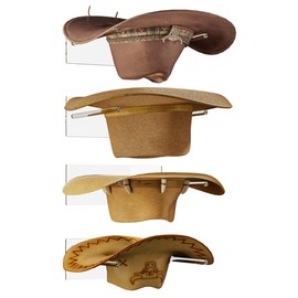 YUNEASELF Cowboy Hat Rack for Wall: 4 Pack Acrylic Hat Holder Organizer - Western Rustic Wall Mounted Hat Hanger Stand for Cowboy Hat, Fedora, Sun Hats