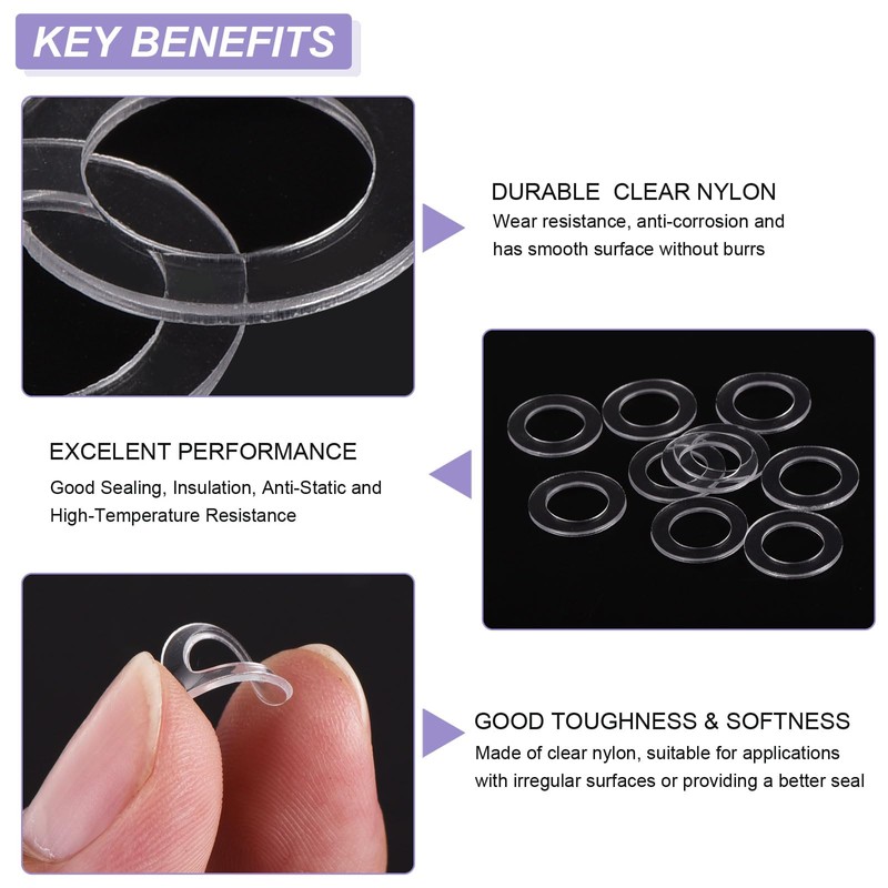 PATIKIL Nylon Flat Washers 8mm ID, 13mm OD, 0.8mm Thick