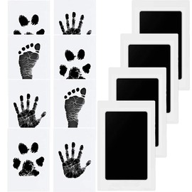 Baby Handprint and Footprint Set, 4 Pieces Baby Footprint Set, Baby Imprint Set for Newborns, Paw Print Set Dog, Paw Print Set Cat, Clean Touch Ink Pad for Baby Shower