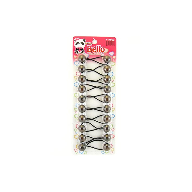 Bello Twinbead Dark Brown Hair Elastics - 10 Pcs.