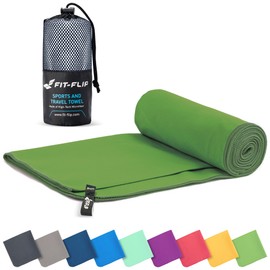 Fit-Flip Microfibre Towel - Compact Microfibre Towels - Ideal as Sports Towel, Travel Towel, Beach Towel, Quick-Drying and Lightweight - Bath Towel Large (50 x 100 cm, Forest Green)