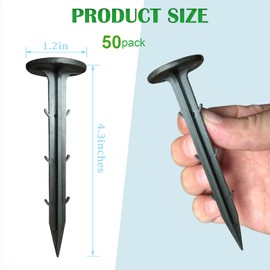 50 Pack Plastic Stakes 4.3 Inches Landscape Anchoring Spikes Landscape Edging Stakes Plastic Garden Tarp Spikes Weed Barrier Stakes