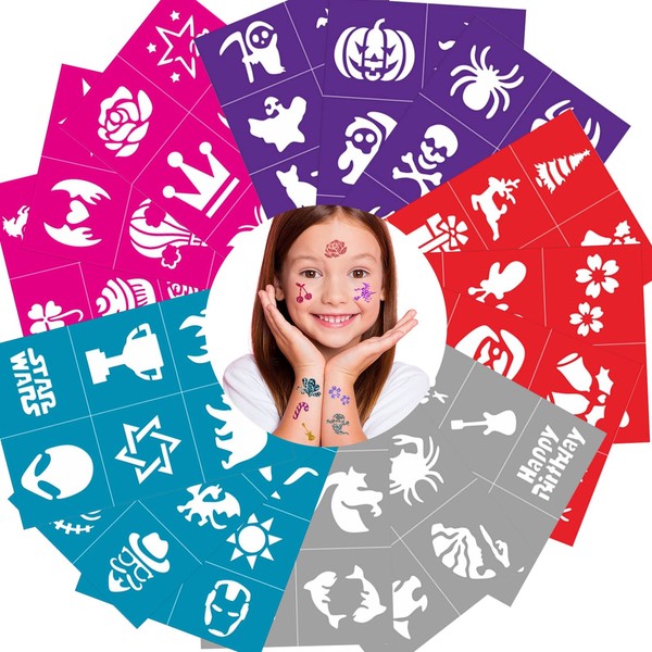 Face Paint Stencils for Kids Reusable, 100 Pcs Face and