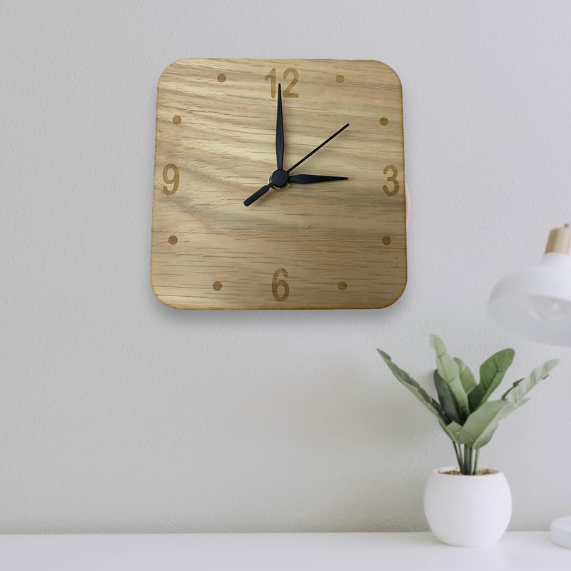 Super Cool Creations Rounded corner oak veneer wooden clock 20cm