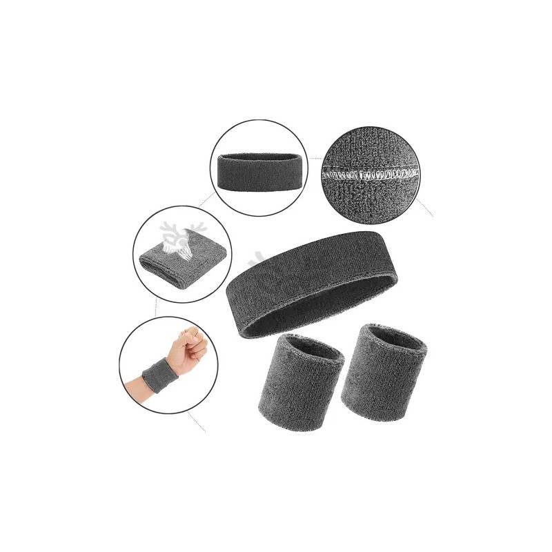 Set Rodillera Elástica Gym Con Diadema Deportiva Y Muñequera