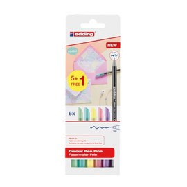 Edding marker tip fibre 1200 pastel tip round 1 mm case of 6 assorted colours