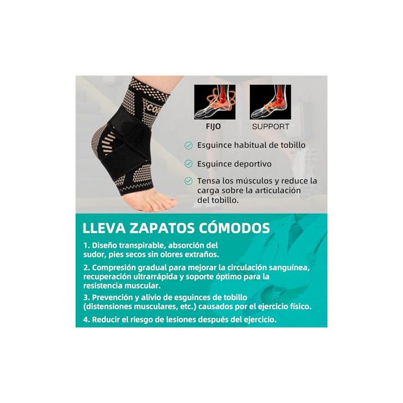 Tobilleras para Esguince 2 Pzs Compresión Ajustable (2 pcs, Medium)