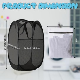 2 Pack Pop-Up Collapsible Laundry Baskets – Foldable Mesh Laundry Hampers with 1pc Laundry Bag for Rooms, College Dorms, Travel, or Home Use – Lightweight, Durable, and Easy to Store