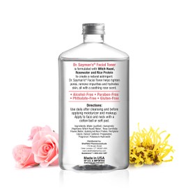 Dr. Saymans Alcohol-Free Facial Toner with Witch Hazel, Rosewater & Rice Protein, Removes Impurities & Hydrates Your Face, 9 oz