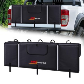 MNJ MOTOR Tailgate Bike Pad, Pickup Truck Tailgate Pad Carry 5 Mountain Bikes Tailgate Cover Tailgate Protection Pad with Reflective Strips Tool Pockets and Rear Camera Opening