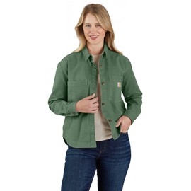 Carhartt Women's Rugged Flex® Loose Fit Heavyweight Duck Overshirt, Frosted Balsam, Small