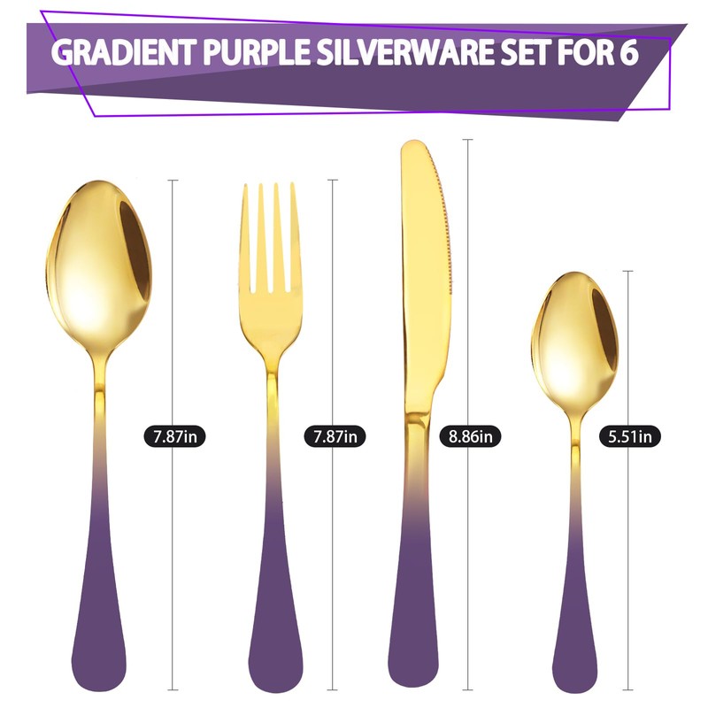 24 Pieces Flatware Set, Stainless Steel Cutlery Set with Silverware