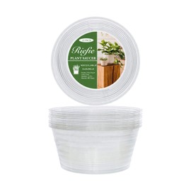 Riefie 12 Pack of 4 inch Plastic Plant Saucer, Clear Drip Trays for Indoors & Outdoor Plants, Thin Deep Flower Pot (4'')