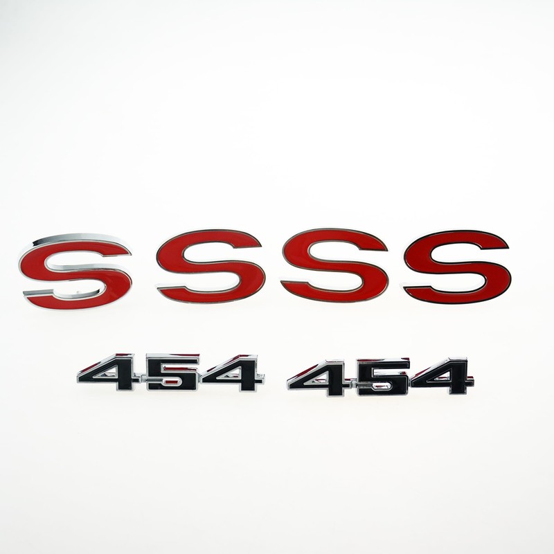 6Pcs Set SS 454 Fender Emblem 3D Tape Badge Sticker