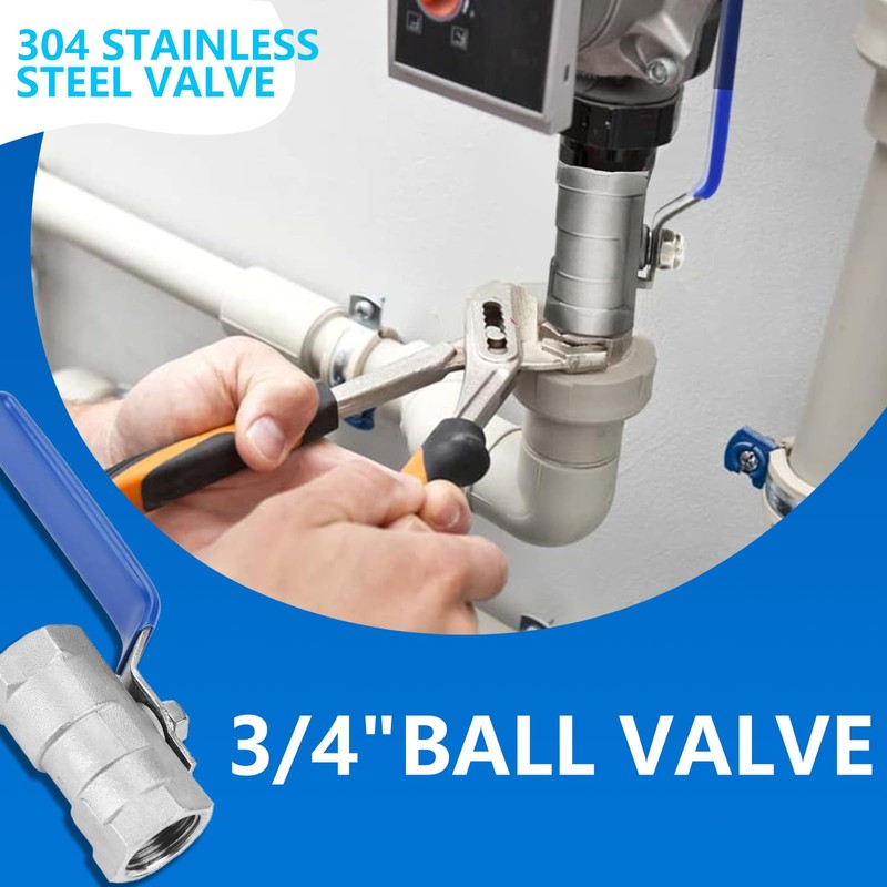 304 Stainless Steel Ball Valve, DN20 3/4 Inch Two-Piece Ball