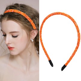 Totelux Glitter Headband for Girls Sparkle Skinny Hair Band Orange Sequins Hair Hoop Birthday Wedding Prom Party Women Hair Accessories