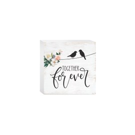 Birds Together Forever, Ohio Home & Gift, Wood Block Sign, 5"x5" Freestanding, Shelf or Wall Displayed, Artist Designed Home Décor.