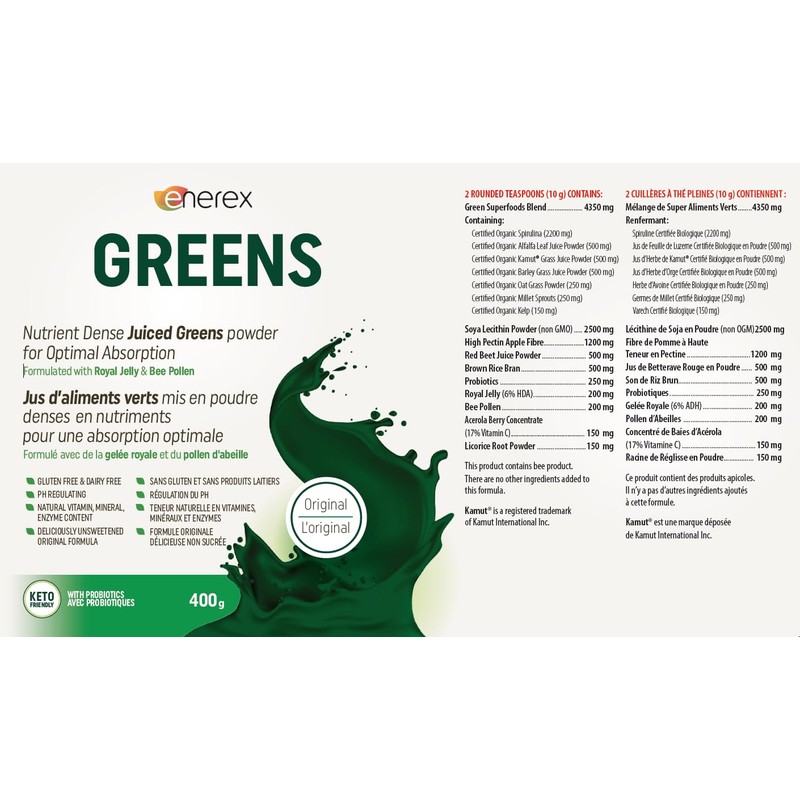 ENEREX ENEREX - Greens Original - Certified Organic Juice Powders,