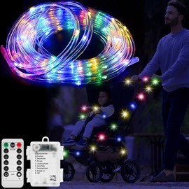 16.4Ft Stroller Lights for Walking at Night - 50 LEDs 8 Modes Outdoor Waterproof Baby Stroller String Lights Dimmable/Timer with Remote for Bike Camping Party Garden Holiday Decoration (Multicolor)