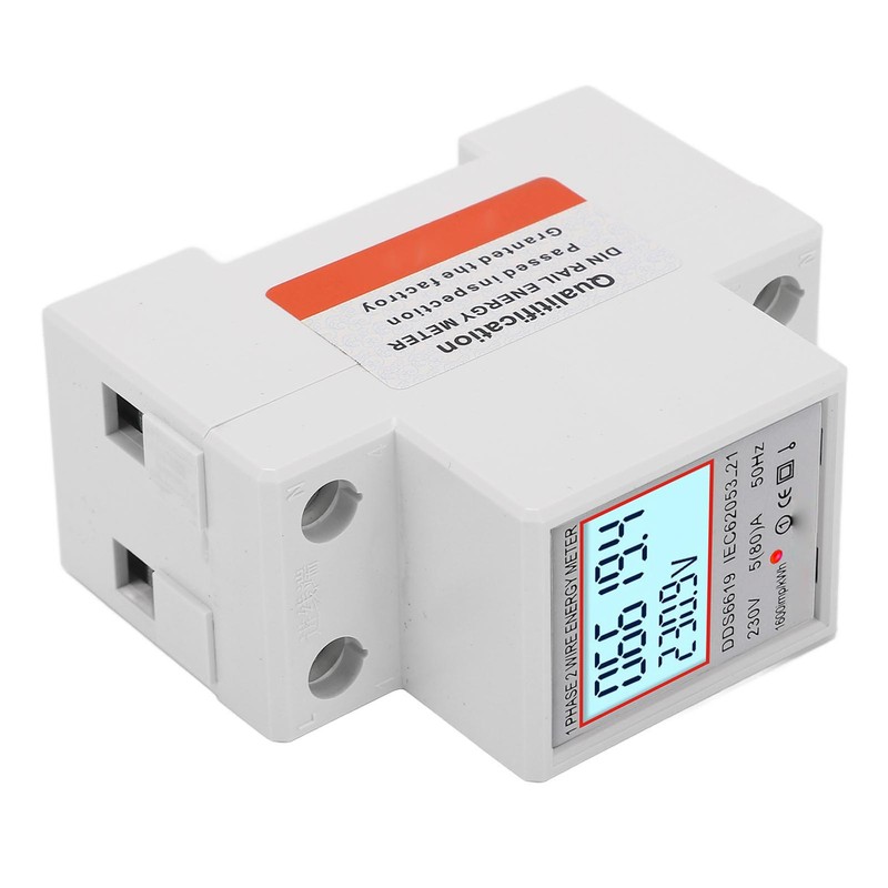 LCD Digital Electricity Meter Single Phase 2 Pin DIN Rail