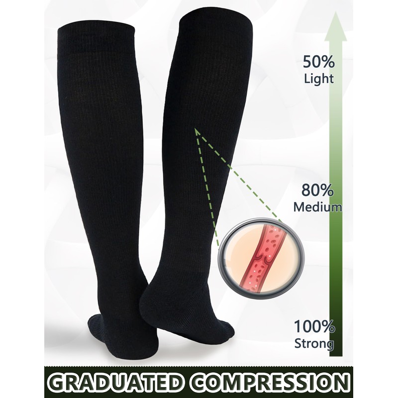 +MD 3 Pairs Light Compression Socks for Women & Men,Viscose