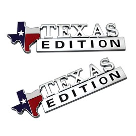 AWGUKA 2 PCS Car 6.33" x 1.92" Sticker, Texas Edition 3D Car Body Rear Badge Sports Decoration, ABS Waterproof Anti-Rust Self-Adhesive Decals, Universal for Cars Exterior Accessories (Silver)
