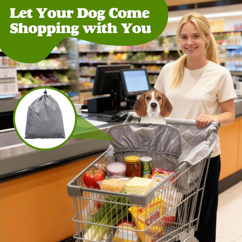 Wibeelee Portable Dogs Shopping Cart Cover Quilting Grocery Cart Cover