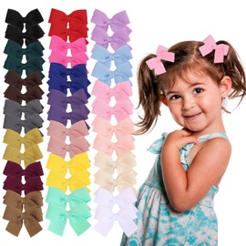 40pcs toddler girls hair bow clips mixed 20 colors satin 3.5 inch cute tail hairbow hairpins for kid