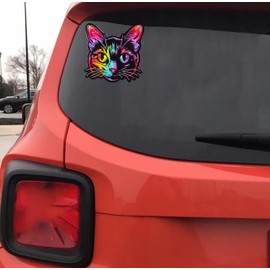 Generic Rainbow Kitten Cat Lover Black Sticker for Car, Bike, SUV, Truck, Helmet, Laptop, Water Bottle, Notebook, Decal Window, Guitar, Skateboard, Bumper Vinyl Sticker 5 inch, KG 151