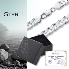 STERLL Men’s Solid 925 Silver Necklace - Great Gift for Husband or Boyfriend - Comes with Gift Box, 925 Sterling Silver