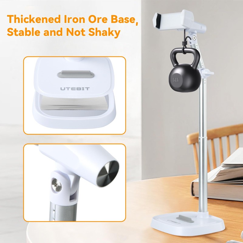 UTEBIT Height Adjustable Cell Phone Stand for Desk 360° Rotating,