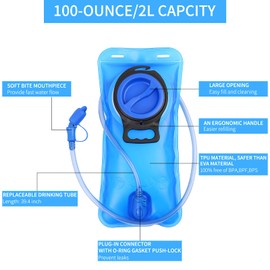 Hydration Bladder, Beyond 2 L Water Bladder BPA Free, Leak Proof Water Reservoir, Backpack Water Storage Bag for Cycling Hiking Camping Biking Running