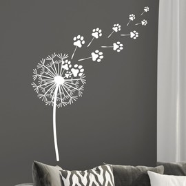 GRAZDesign Wall Tattoo Dandelion Paws Flowers Wall Sticker for Children's Room Girls Bedroom Living Room Dandelion Plants - 53 x 40 cm / Black