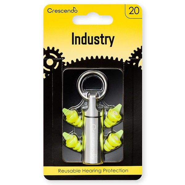 CRESCENDO Earplugs Construction Factory Work Ear Protectors Industry 20 Neon Yellow