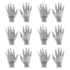 sourcing map 6 Pairs ESD Anti Static Gloves 21cm High Resistance Carbon Fiber Computer Gloves for PC Computer Electronics Installation and Repair(Large), Grey