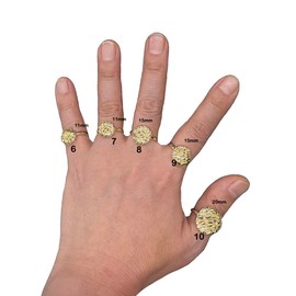 Generic Rough Textured Cookie Nugget Round Rings 18k Gold Plated Brass (7), yellow