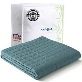 YnM Cooling Weighted Blanket for Adults, 7lbs Heavy Bed Throw for One Person of 60lbs, Perfect for Hot Sleepers or Warm Climates with Rayon/Glass Beads(41x60 Inches,Twin Bed, Sea Grass)