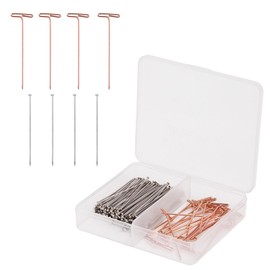 350pcs Straight Pins & T Pins, 36mm/1.4in 38mm/1.5in Stainless Steel T-Shaped Pins Wig Straight Pins with Clear Box for Blocking Knitting Sewing Jewelry Modelling and Crafts Making